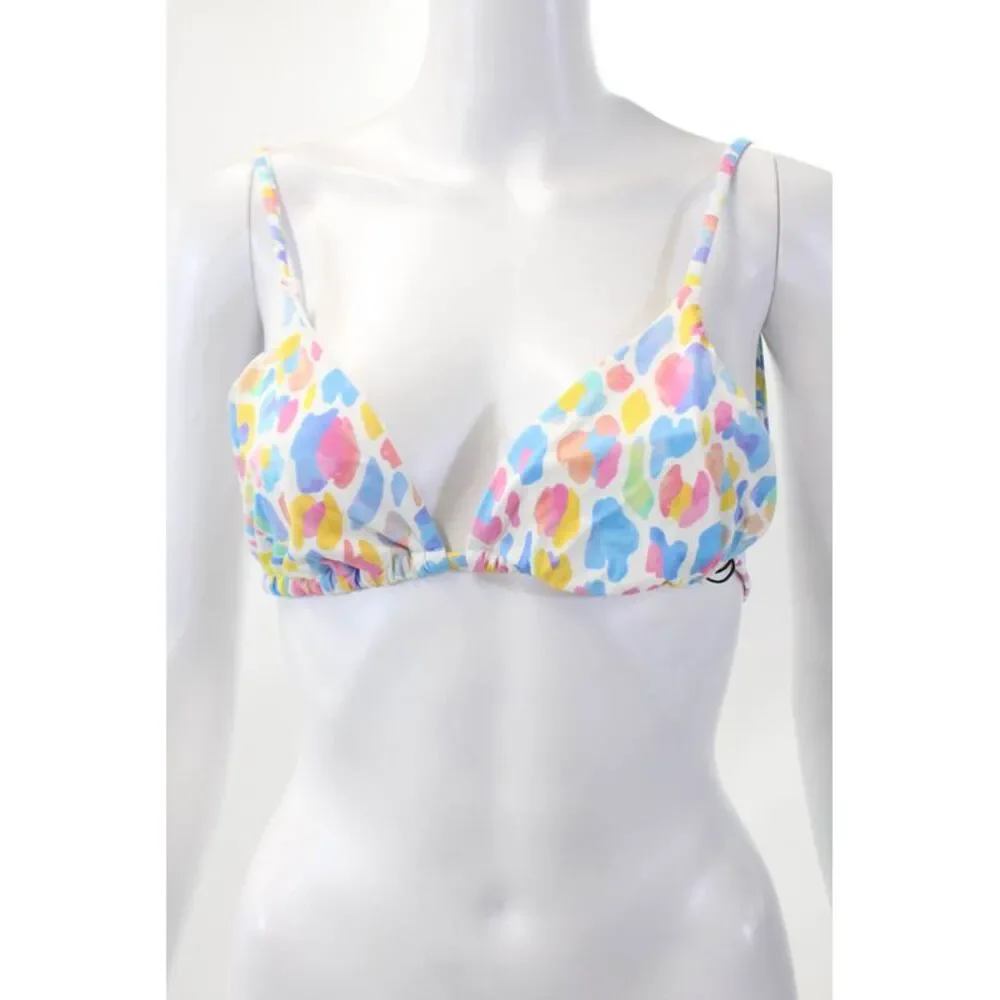 ONIA Womens Swimwear Geometric Print Triangle Bikini Top Multicolor Size XL